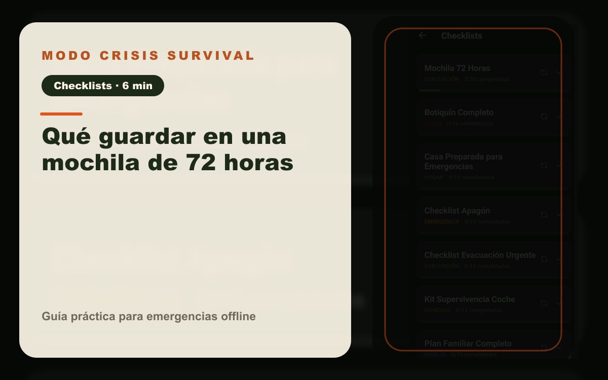 Imagen del artículo Qué guardar en una mochila de 72 horas
