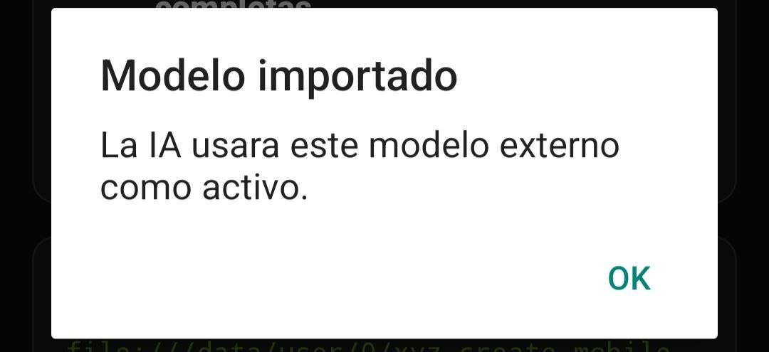 Mensaje de modelo GGUF importado correctamente