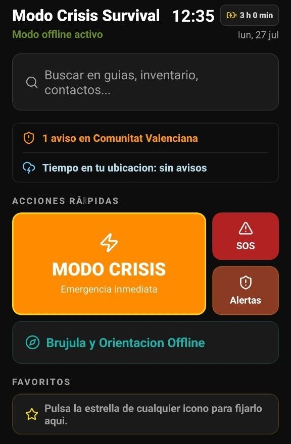 Pantalla principal de Modo Crisis Survival