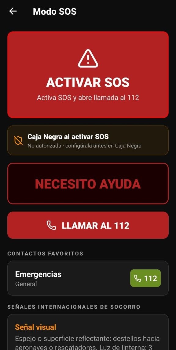 Pantalla Modo SOS con llamada al 112